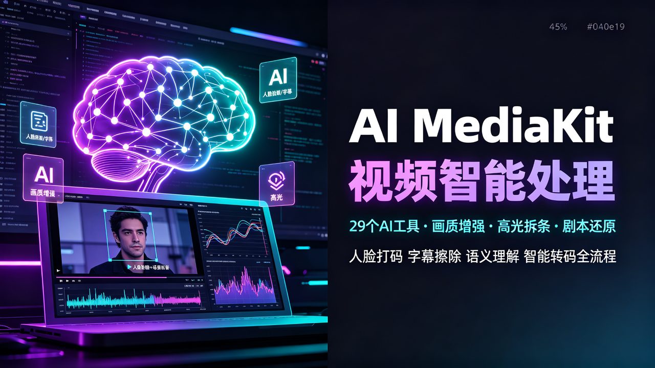 豆包工作AI MediaKit视频智能处理：29个AI工具覆盖画质增强/高光拆条/剧本还原/字幕擦除/人脸打码全流程